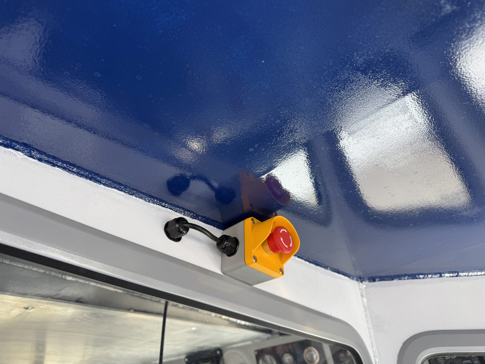 Emergency stop button installed in the wheelhouse